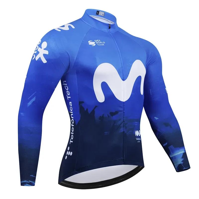 2026 Movistar Autumn Pro Team Cycling Jersey19D Bib Set MTB Uniform Bicycle Clothing Quick Dry Bike Clothes Mens Long Cycling Wear