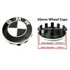 Car Black White BMW Logo Front Hood Emblem 82mm Rear Badge 74mm Wheel Hub Cap 56mm O18 Steering Wheel Sticker 45mm Accessories