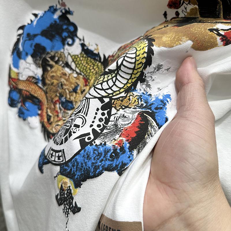 Summer Short-sleeved T-shirt Men's Breathable Soft Top Embroidered Print Casual T-shirt
