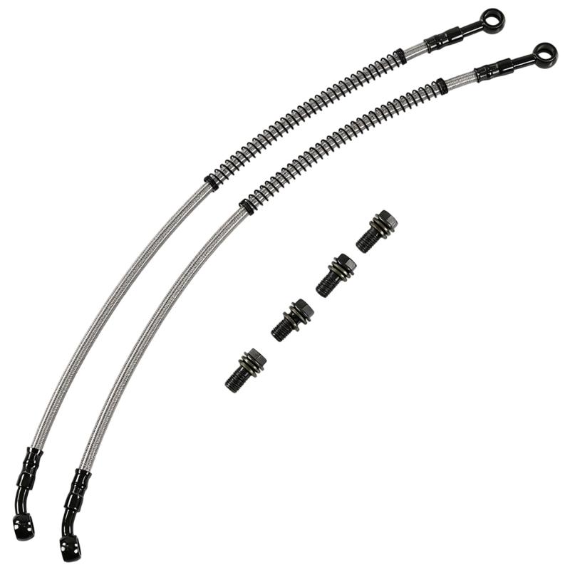 Oil Line Hose Kit for Mini Bike Service, M10 X 1.25 Hardware, Two Hose Assemblies, Spring Wrapped Hose Pair Use