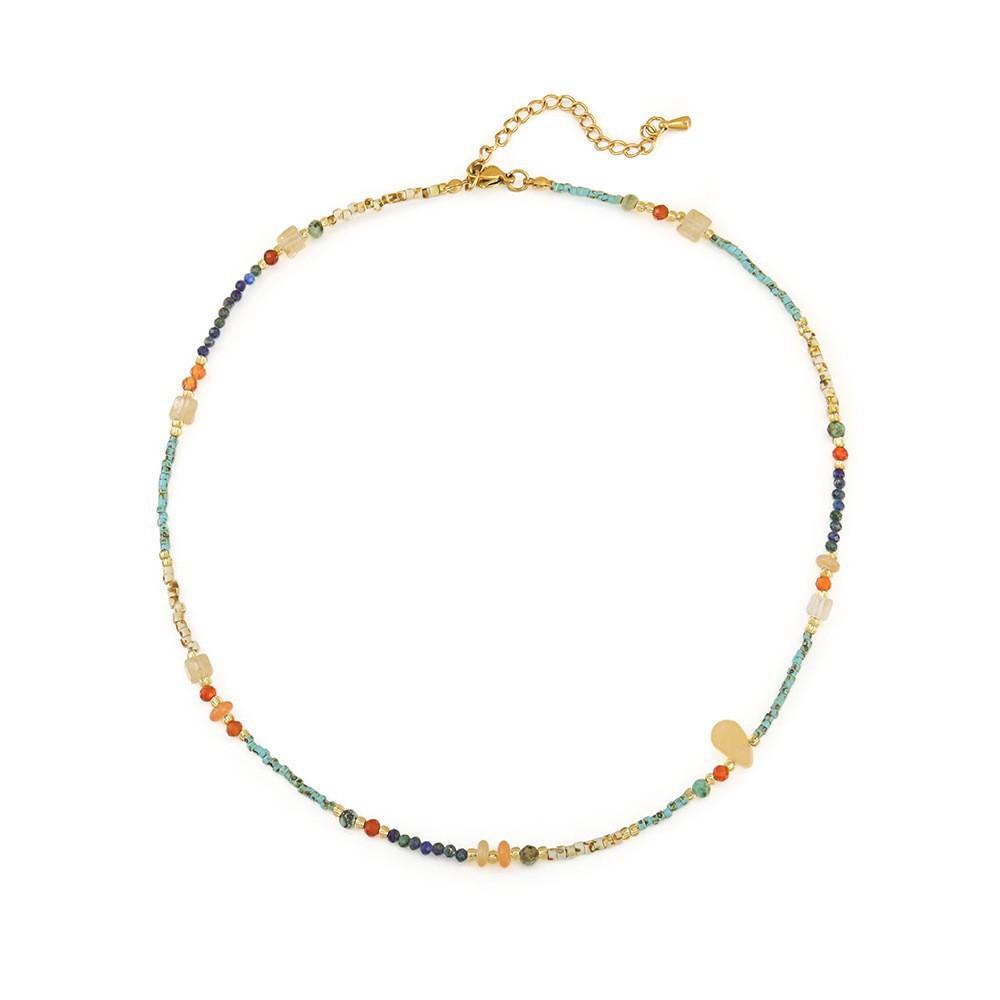 New natural freshwater pearl African turquoise handmade beaded necklace with original design, niche Czech bead collarbone chain