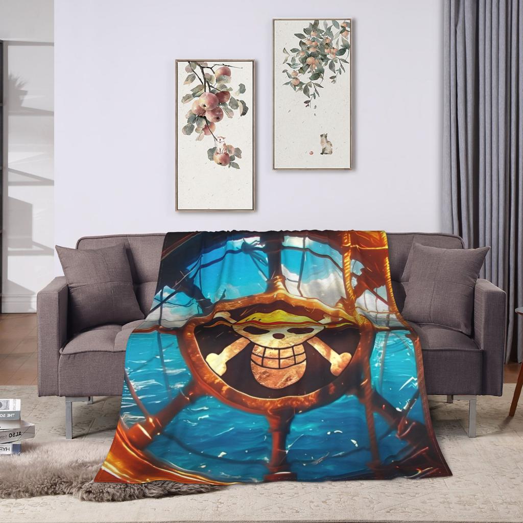 Warm Soft Blankets Decorative One Anime P-Pieces  Throw Blanket  Flannel Bedspread For Outdoor Pattern Sofa Bed Cover