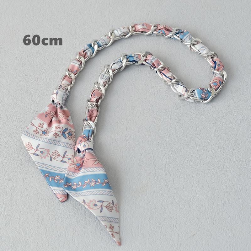 

Новый модный бренд женские сумки аксессуары цепи съемный цветочный принт металлический шелковый плечевой ремень женские DIY цепи ручки для сумок 60CM