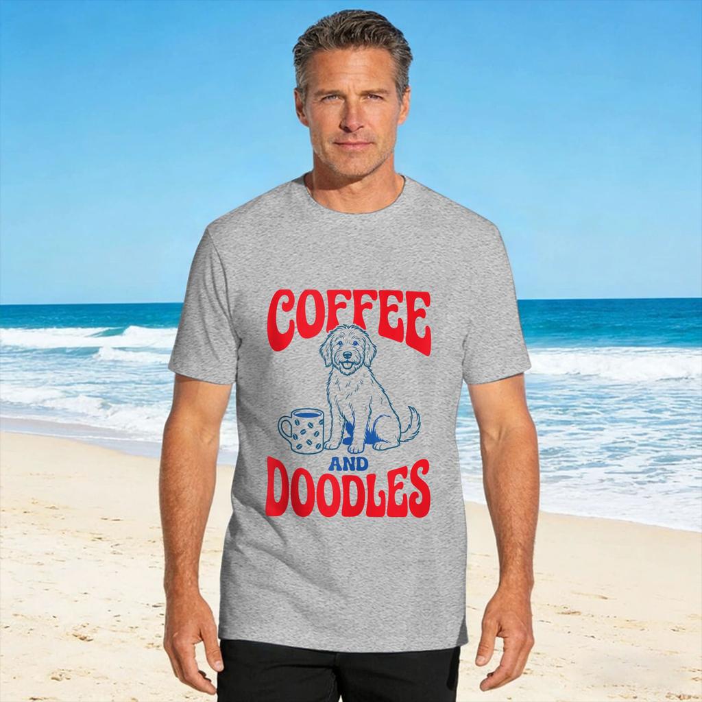 Coffee Doodles Retro Dog Lover Graphic T Shirt Hipster T Shirts Short Sleeve Y2k Fun Tops Beach Cotton Oversize Tees