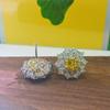 Fashion snow pollen diamond zircon stud earrings women's sunflower zircon flower earrings light luxury luxury high-end