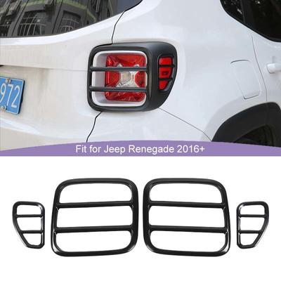 Bil Metall Bakljus Bakljus Bakljus Dekoration Cover Trim Baklyktor Guard Cover för Jeep Renegade 2016 upp, Svart