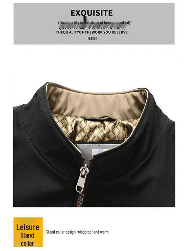 Mid-aged Men's Cotton Jacket for Autumn and Winter - Thick Casual Business Outerwear for Middle-aged and Elderly