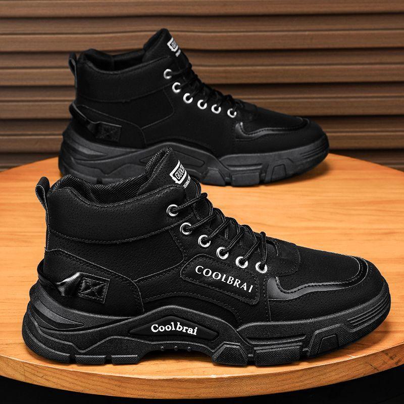 Høye sko, Herrestøvler, Internettkjendis Koreansk Stil Trendy Arbeidsklær Korte Støvler, Sportssneakers