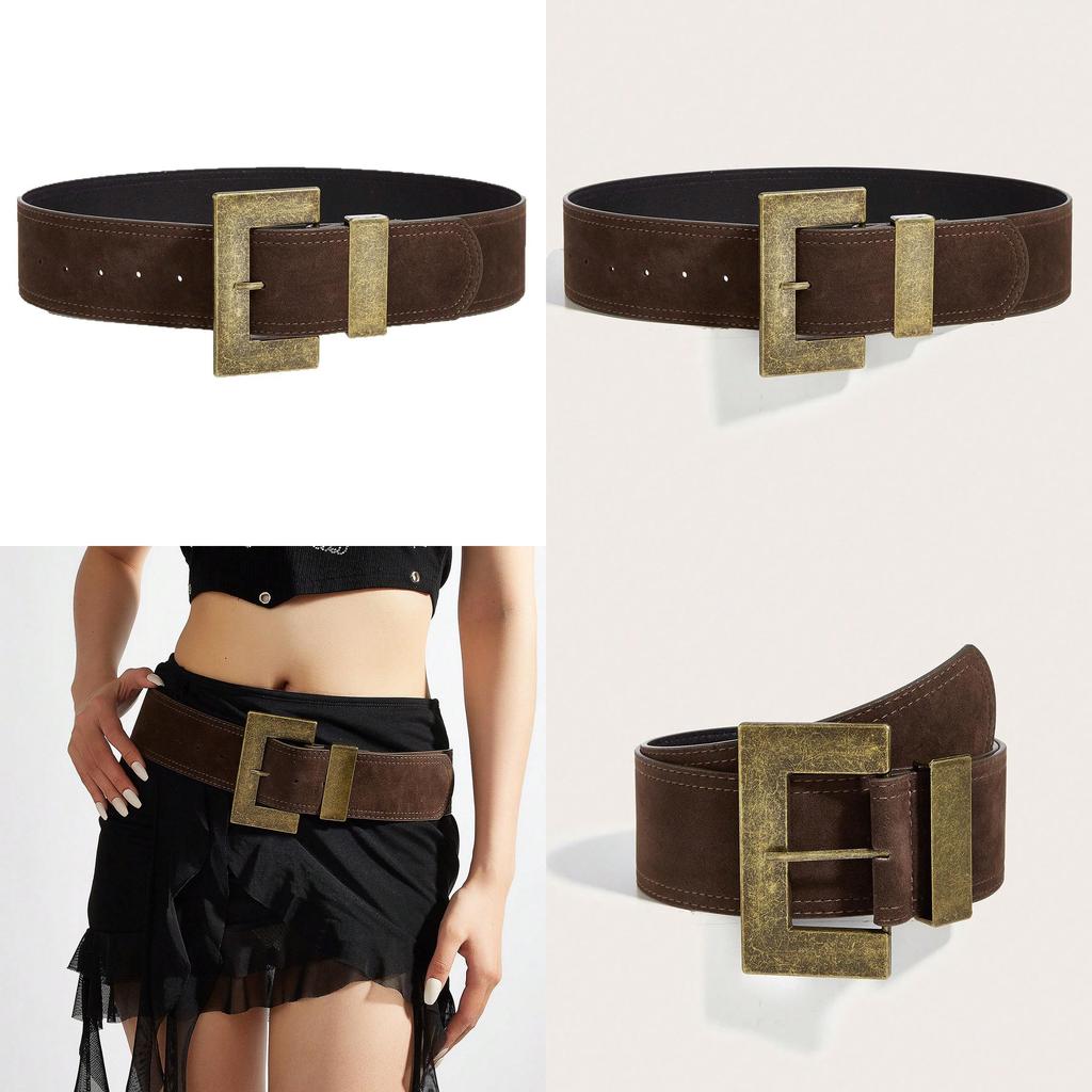Style Rivet Leather Belt With Alloy Pin Buckle For Casual Outfits And Street Fashion