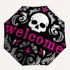 Skull Automatic Folding Umbrella  8 Ribs, Durable Iron Frame, Bright Color Pattern Compact Travel Umbrella, Suitable for Outdoor, Beach and