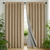2 Panels Blackout Curtains Thermal Insulated Linen Curtain for Living Room Rod Pocket Light Blocking Drapes Window Treatment