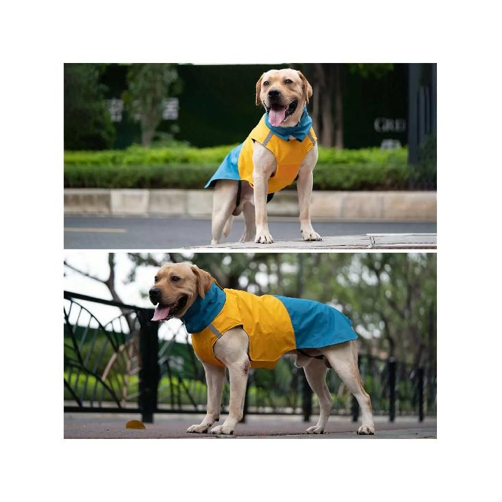 Windproof Waterproof Dog Warm Coat, High Collar Reflective Strip Pet Outdoor Vest, Color Block Dog Jacket for Camping Hiking