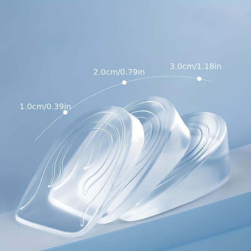 1 Pair Silicone Transparent Heel Lift Insoles - Invisible Arch Support Pads for Women, Adjustable Height Comfortable Half Insoles for Shoes