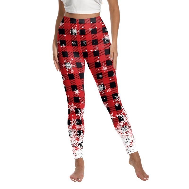 Christmas women's leggings new women's pants printed sports yoga pants peach hip pants women