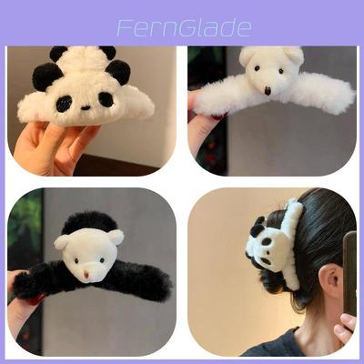 Niedliche Panda Plüsch Haarspange Handgefertigte Cartoon Spange für Damenfrisuren