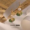 Elegant French Retro Mermaid Drip Oil Earrings: Non-Fading, Double-Sided, Color Block Dangling Jewelry for Women