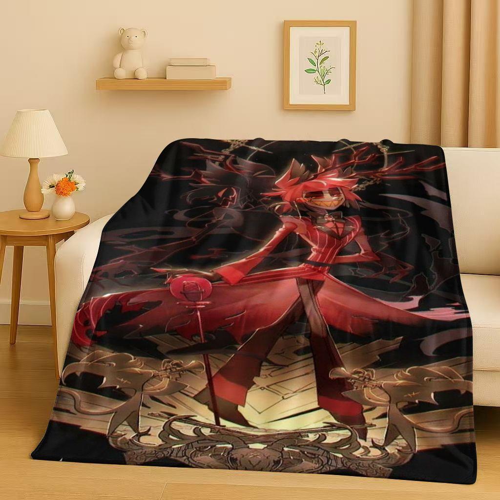 3D Cartoon H-Hazbin Hotel Angel Dust Alastor Flannel Blanket,Soft Warm Plush Throw for Home Bedroom Bed Sofa Cover Office Gift