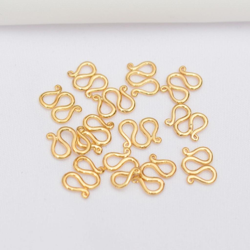 10pcs Non-Fading 24K Vacuum S Buckle W Buckle M Buckle Plus Ring Diy Jewelry Accessories Bracelet Necklace Anklet Connecting Buckle Copper Buckle