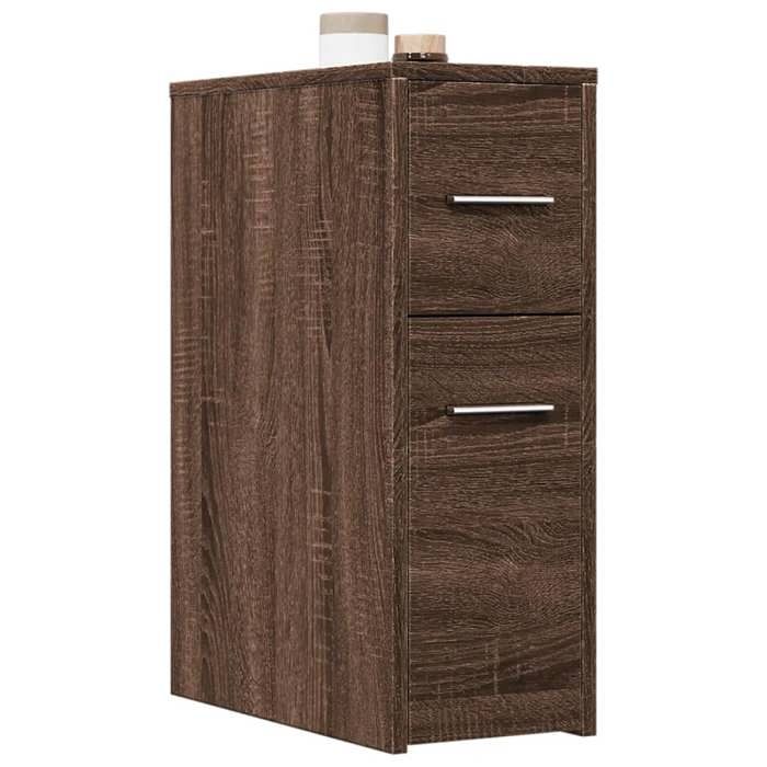 VidaXL Armoire de salle de bain étroite avec roulettes chêne marron, armoire de salle de bain haute, rangement de salle de 855283