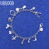 925 Sterling Silver Handbag Car Pendant Bracelet Fashion Gift Jewelry