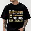 Men's Moto Cotton T-Shirt Electrician Jokes Funny Tshirt Adventure Casual O-Neck Top Tee