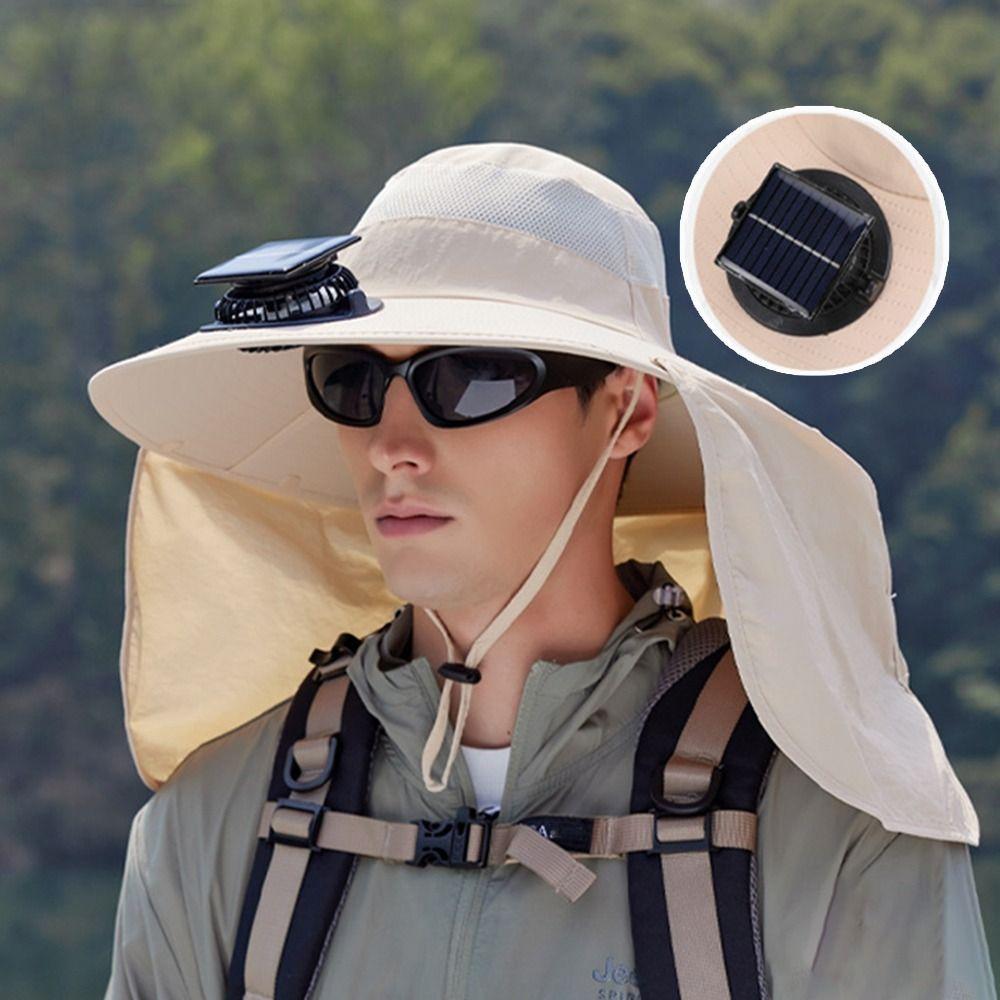 USB Charging Solar Fan Hat Quick Dry Bucket Hat Fashion Men Sun Hat  Summer