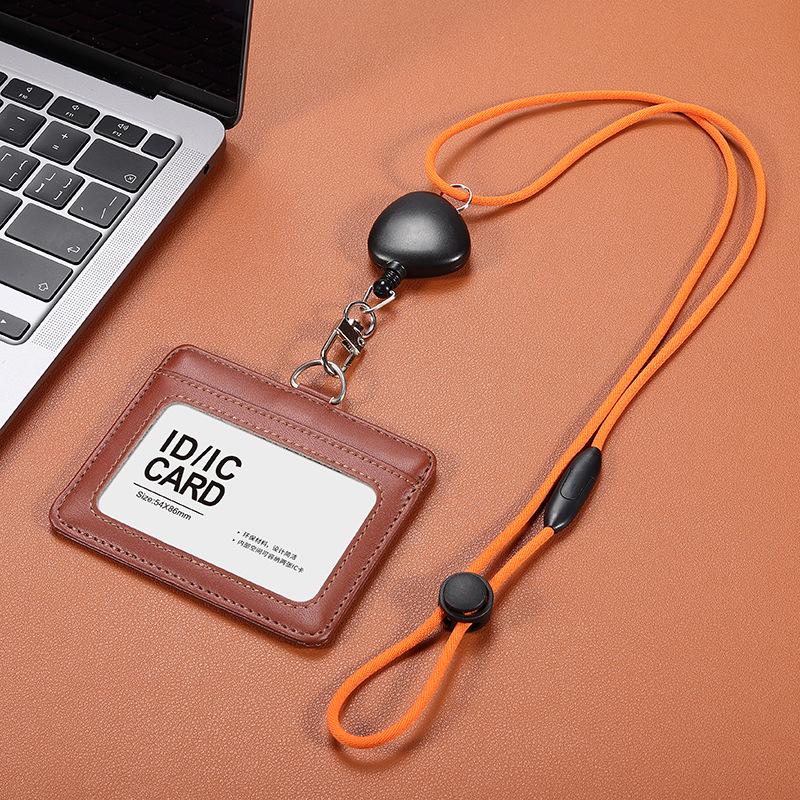 Double Slot ID Card Holder with Retractable Lanyard for Employees and Students