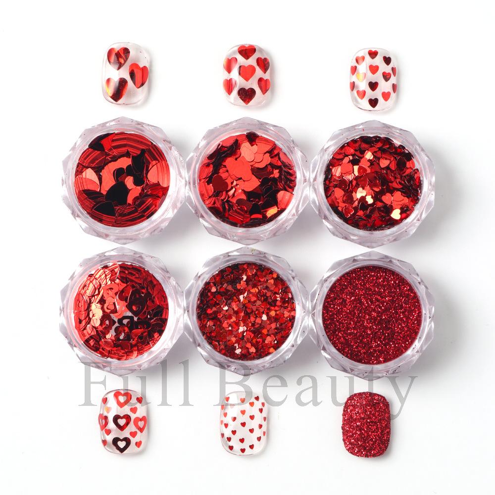 New Red Love Sequins Nail Art Glitter Valentine's Day Romantic Nail Glitter