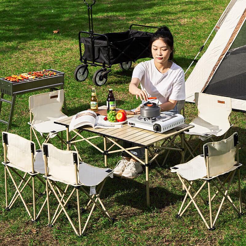 Suncojia Outdoor Portable 7-Piece Aluminum Folding Table & Chair Set