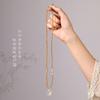 White agate auspicious cloud wish-fulfilling lock pendant, auspicious peace lock, chalcedony, olive stone, bamboo knot, new Chinese style clavicle