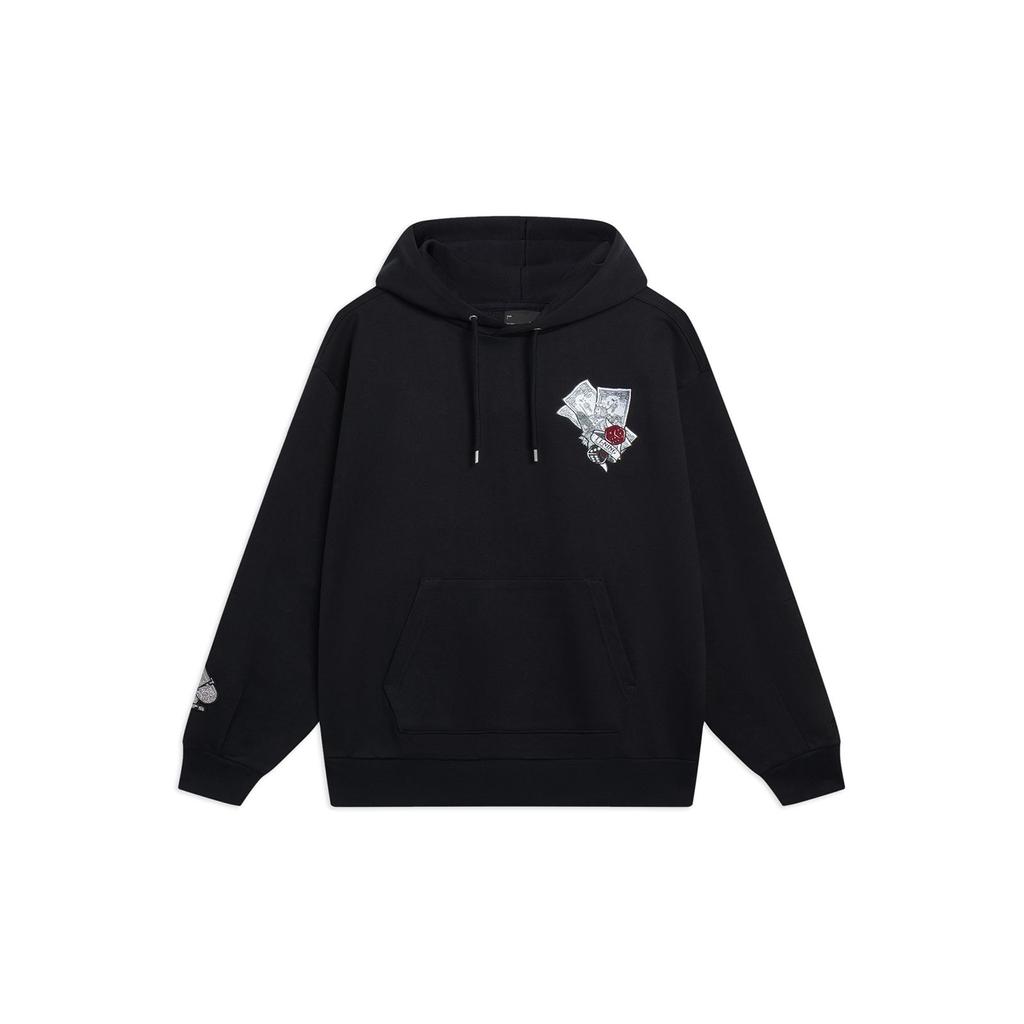 Li-Ning Golden Age Logo Print Hoodie Unisex Tops Black AWDT223-3