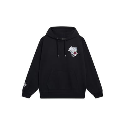 Li-Ning Golden Age Logo Print Hoodie Unisex Tops Black AWDT223-3