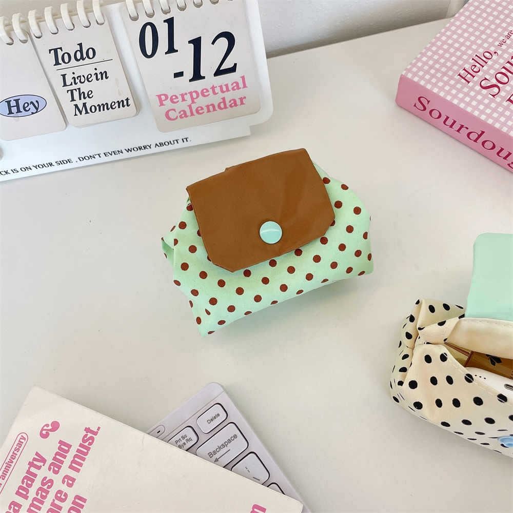 Cute Earphone Bag Plaid Mini Makeup Bag Multifunctional Floral Organizer Bags Student