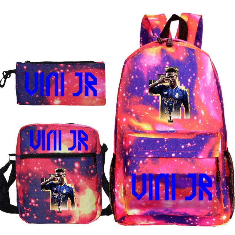 Football Player Peripheral Student Schoolbag Set, Youth Backpack Three-Piece Set