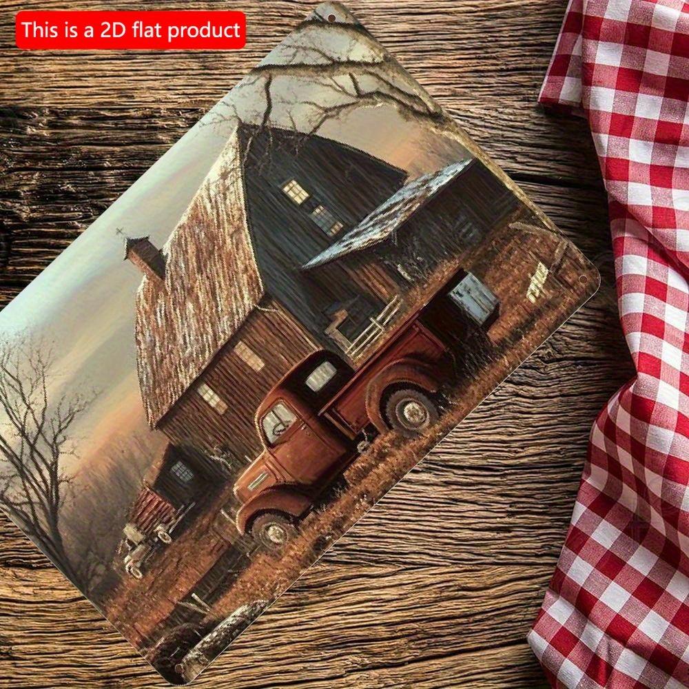 2D flat Wooden 30*20cm Vintage Sign - Rustic Farmhouse Barn and Tractor Wall Art, Multipurpose Home Bar Cafe Restaurant Decor, Easy Installation