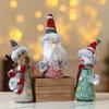 2pcs Cloth Christmas Plush Dolls Colorful Santa Claus Figurine Christmas Tree Hanging Pendant  Gift