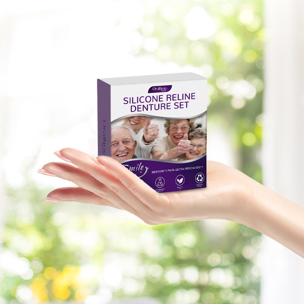 Silicone Reline Denture Set Denture Repair Kit Wear-Resistant Fake Teeth Kit Non-Toxic Denture Silicone Liners for Men and Women