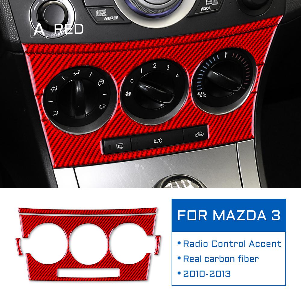 Real Carbon Fiber Car Radio Control Accent Sticker For Mazda 3 2010 2011 2012 2013 Interior Trim Auto Accessories Car Styling
