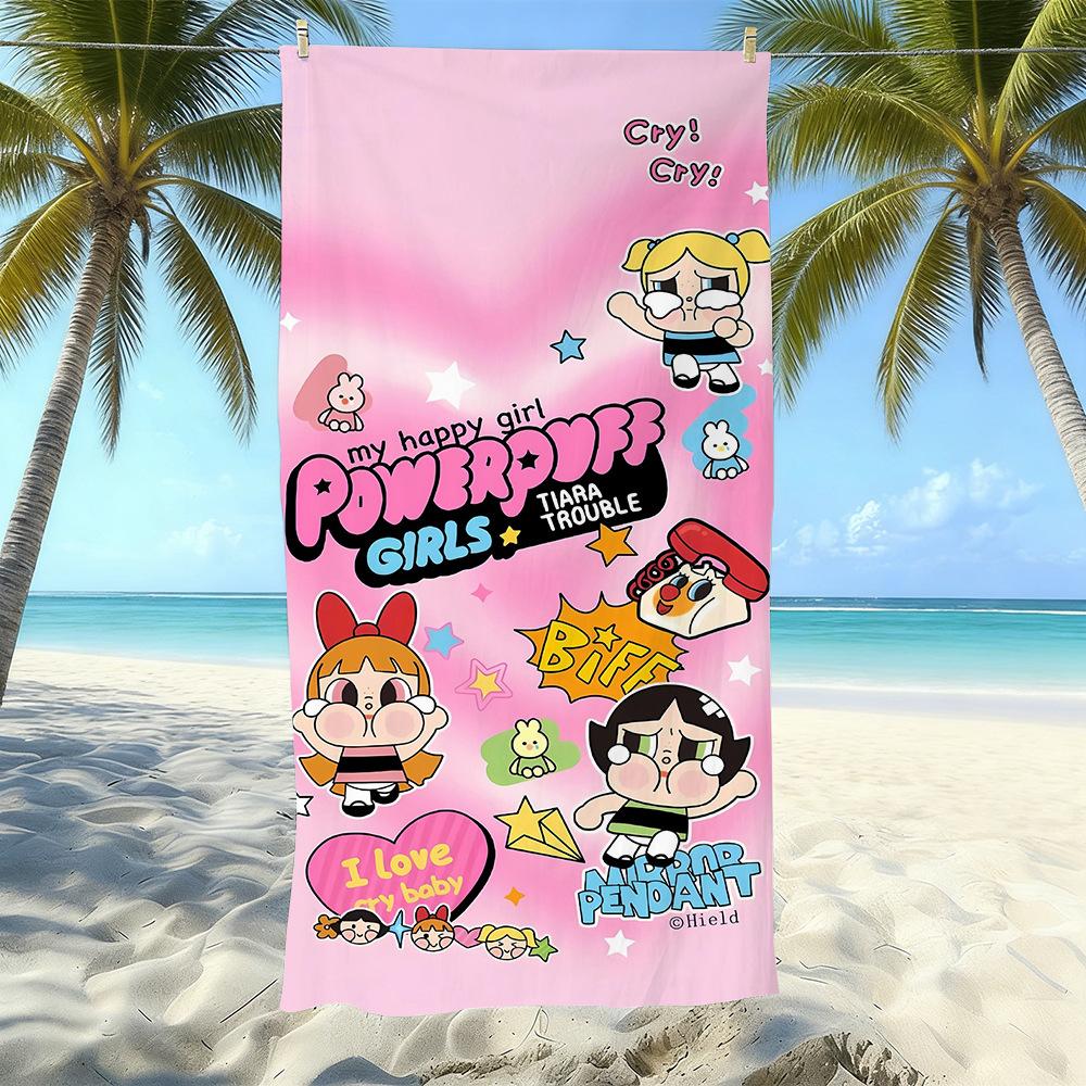Cartoon Flying Little Policewoman Microfiber Beach Towel Quick-Drying Water-Absorbing Children'S Swimming Bath Towel Travel Portable Large Ruler