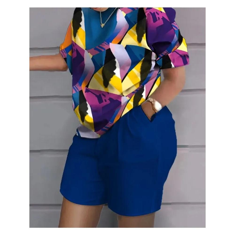 Summer Women's T-shirt Short Sleeved Shorts Set Fashionable Comfortable Soft Breathable Loose Fit Sports Leisure Plus Size Two-piece Set