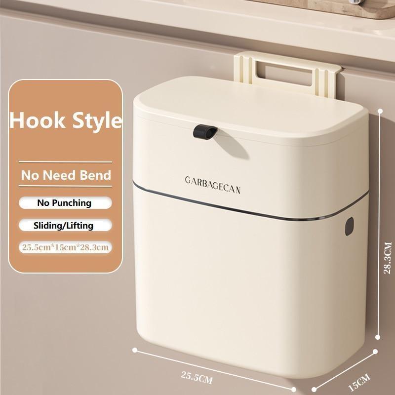 Creative Wall Mounted Hanging Trash Can Bin for Kitchens Cabinet Door with Lid Kitchen Trash Bins Garbage Can Home