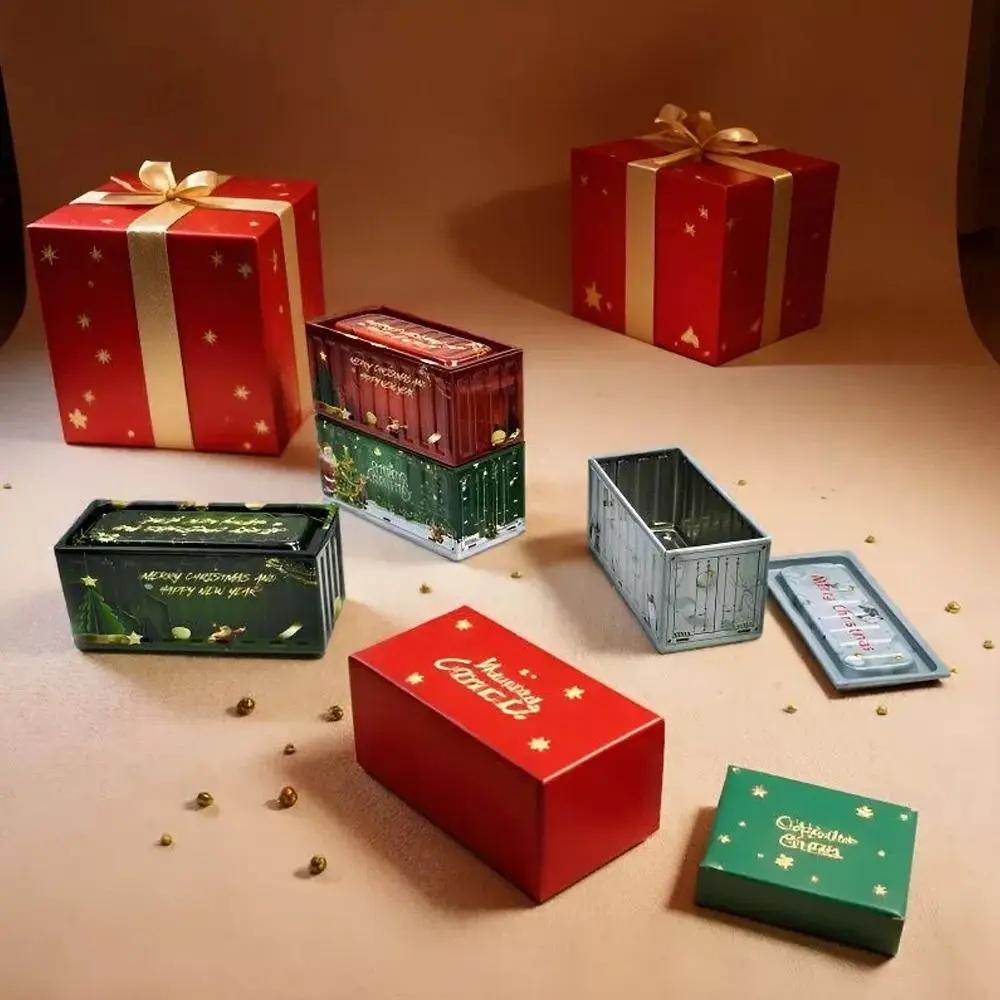 Ornament Durable Tin Christmas Box Vintage Style Rust Proof Tin Container Mini Size Simulation Design Iron Box Christmas
