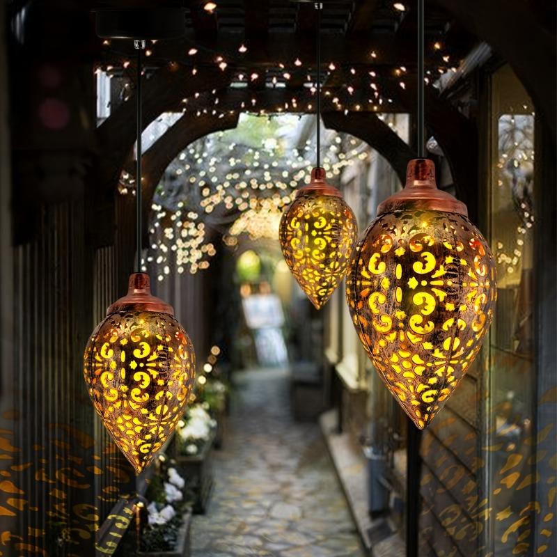 Water Drop-Shaped Outdoor Solar Projection Light – Waterproof & Hollowed-Out for Garden, Patio, Stair, Fence, Street, Landscape