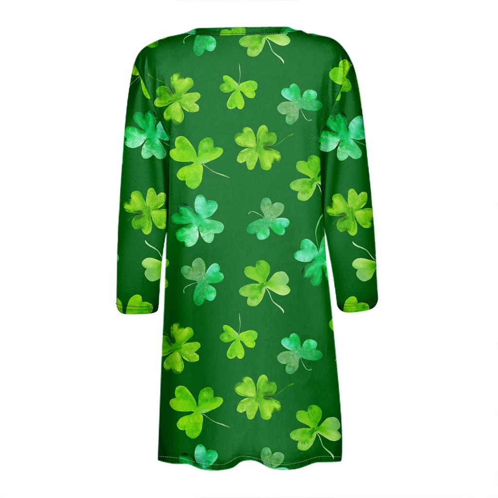 Women's Fashion Loose Casual Pocket Printed Cardigan Seven-Part Sleeve Jacket Top