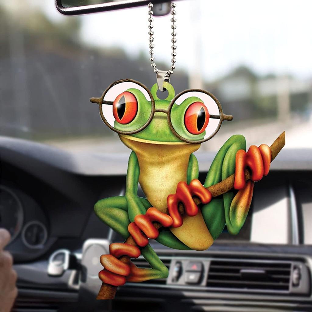 New Exciting Green Frog Car Charm Adorable Acrylic Keychain Home Decor Accessory