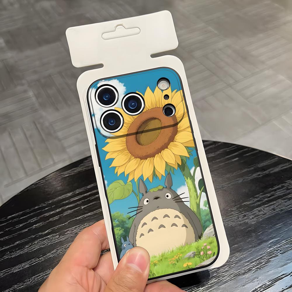 Cartoon T-Totoros Phone Case For IPhone 17 Air 16 E Pro Max 15 14 13 Mini 12 Pro 11 Max Plus Black Soft Shell