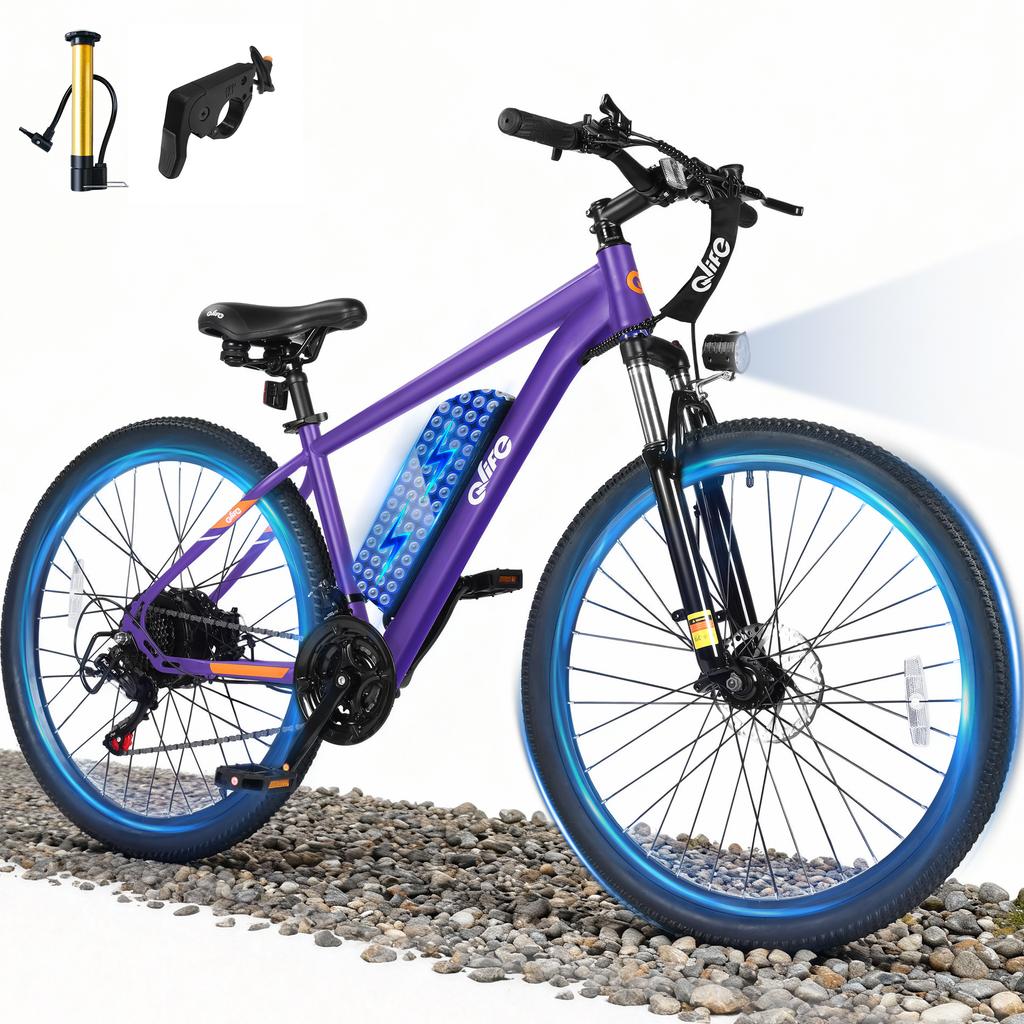 Qlife Race Electric Bike for Adults, Peak 1000W 48V 375Wh Removable Battery 26 Tire Electric Mountain Bike 21-Speed Off-road Electric Bicycle 25MPH