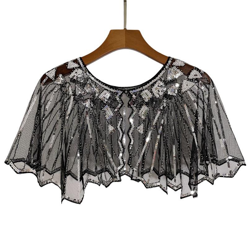 

Винтажное платье с пайетками: Сетчатая шаль-кардиган для женщин серебряный