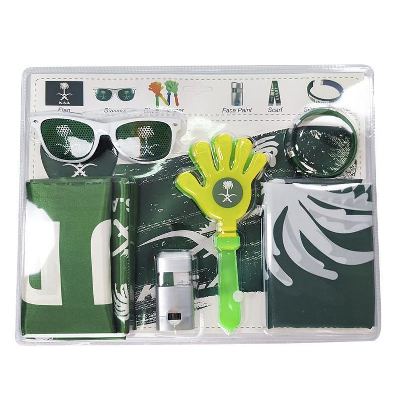 World Cup Fan Pack: National flag, sunglasses, clappers, face paint, cheering accessories and party supplies