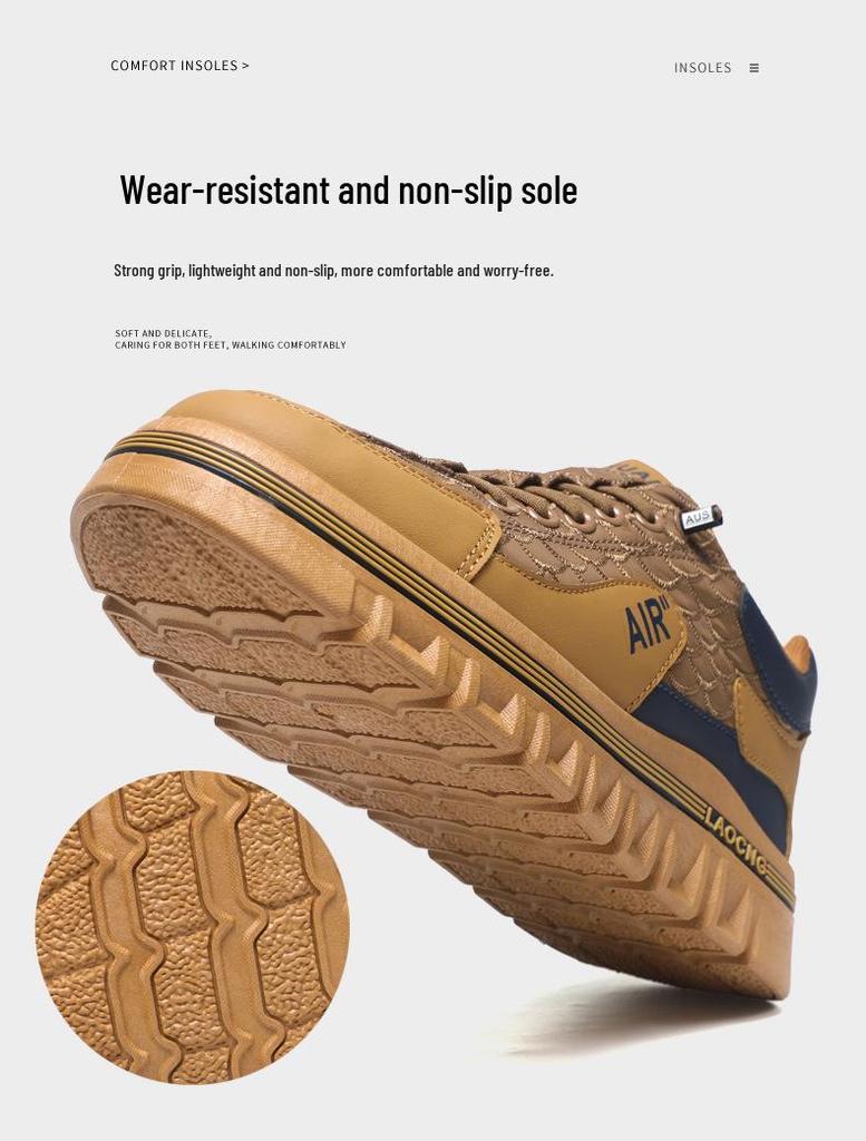 Men's Waterproof Leather Slip-on Casual Sneakers, Autumn Fashion, Versatile Thick-soled Sport Shoes